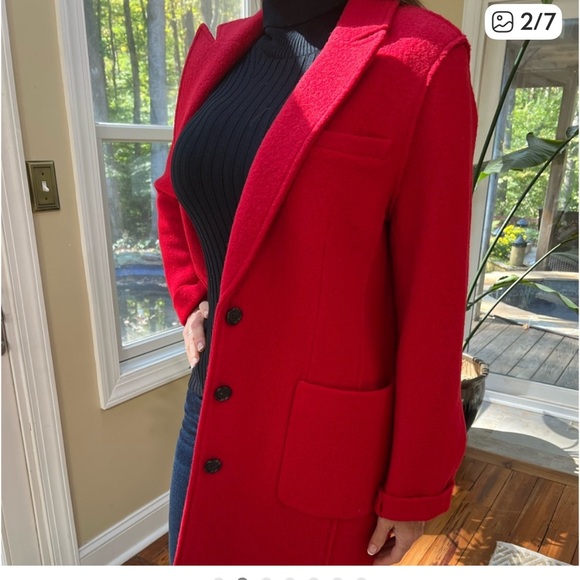 J. Crew Vibrant Red Wool Coat - Picture 2 of 10